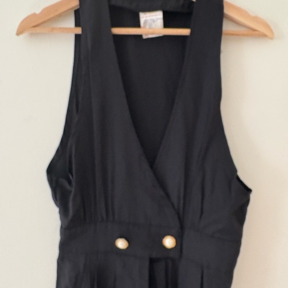 Vintage Black Sleeveless Jumpsuit with Gold Buttons - Picture 3 of 5